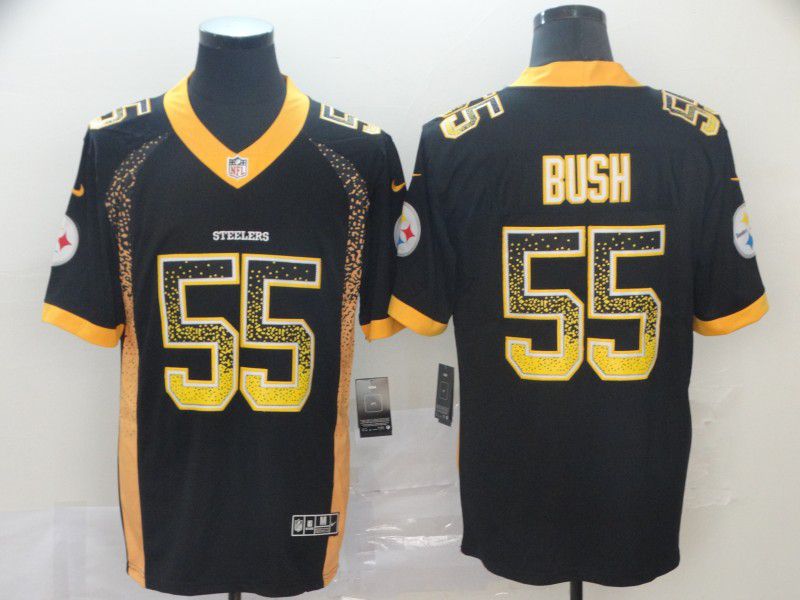 Men Pittsburgh Steelers 55 Bush Black Nike Drift Fashion Limited NFL Jersey